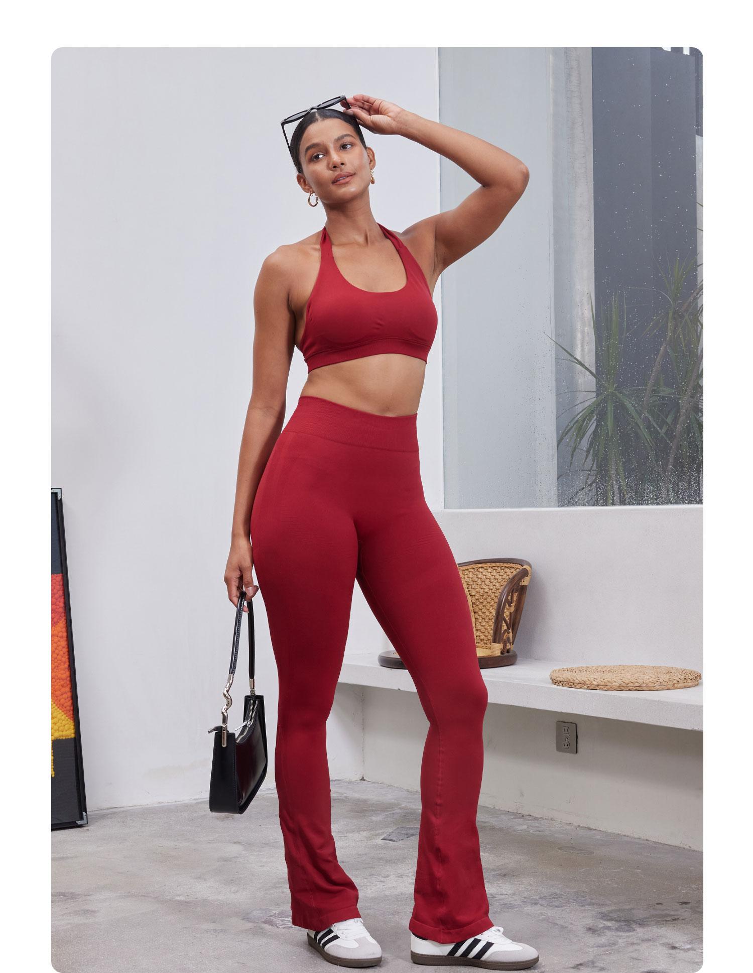 YEOREO Mini Flare Leggings Womens Workout Butt Lifting Legging Hidden Scrunch Seamless Impact Lilliean Yoga Pants