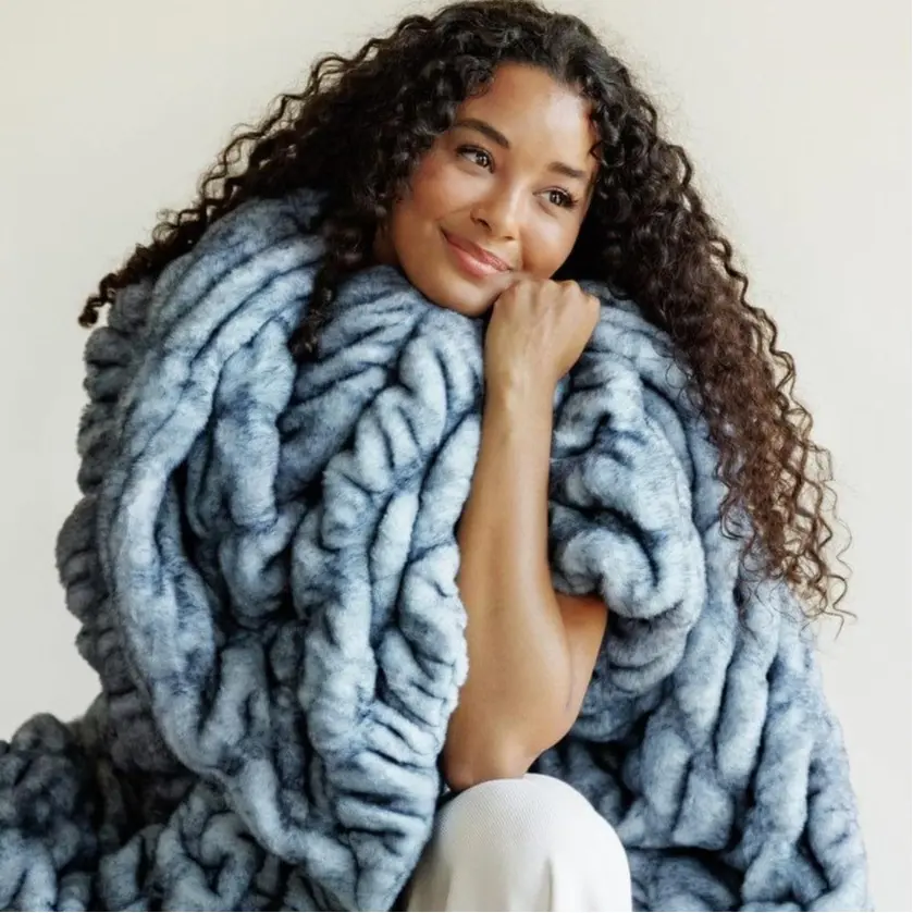 Hugs Sapphire Snuggle Blanket - Soft Plush Sapphire Blue Home Textile, Casual Fluffy Infant Bedding Throw with Soft Stretch, Home Textile Blanket, Casual Soft Blanket