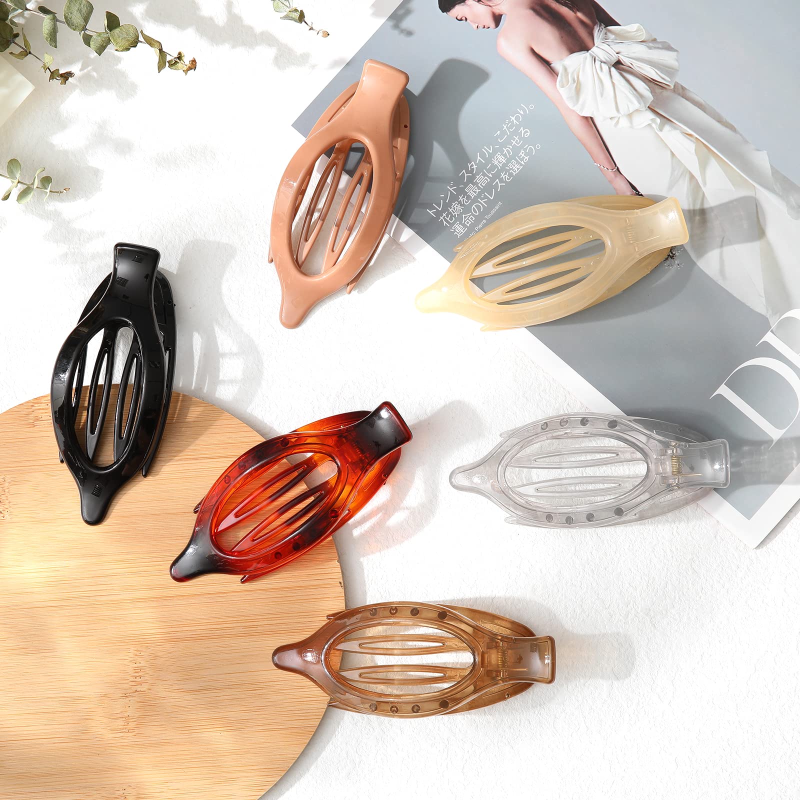 AWAYTR Flat Claw Clips Elegant French Concord Hair Clips Side Slide Duckbill Clips for Women Girls Strong Hold No Slip Grip Thick or Thin Hair 6Pcs/Set TikTokShopBlackFriday Hair Pin