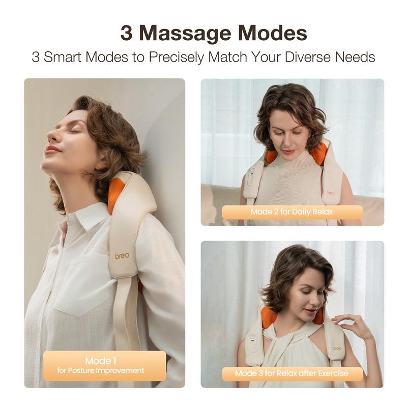 Breo N6 Mini Neck Massager with Heat - Plum-Blossom Rolling Massage for Neck & Shoulder Tension Relief - Cordless & Hands-Free for Home Office Travel