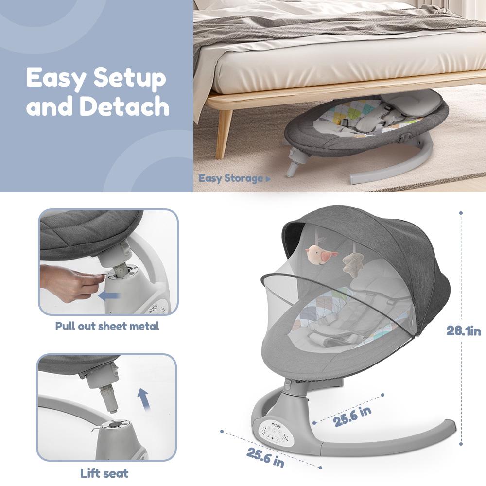 COMOMY Electric Baby Swing for Infants, Hands-Free Baby Soother, for Newborn Boy Girl, 5 Sway Speeds with Remote Control, Adapter Operated/AC power, 10 Preset Melodies and Bluetooth, 0-6 Months Max 20 Lbs, Swing Electric Toddler Baby Rocker Portable COMOMY Electric Baby Swing for Infants, Hands-Free Baby Soother, for Newborn Boy Girl, 5 Sway Speeds with Remote Control, Adapter Operated/AC power, 10 Preset Melodies and Bluetooth, 0-6 Months Max 20 Lbs, Swing Electric Toddler Baby Rocker Portable