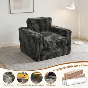 Deluxe Sensory Cubby Bed for Adults | Cloud-Like Cardi Chair Alternative | Softest Belly Hole Bath Mattress Texture | Grey Corduroy Folding Floor Sofa | Calming Reading Nook & Meditation Chair | Fits Japanese Zen Aesthetic