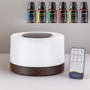 Wood Grain Diffuser 500ml with Remote Control, Auto Shut-Off & 6 Aromatherapy Oils
