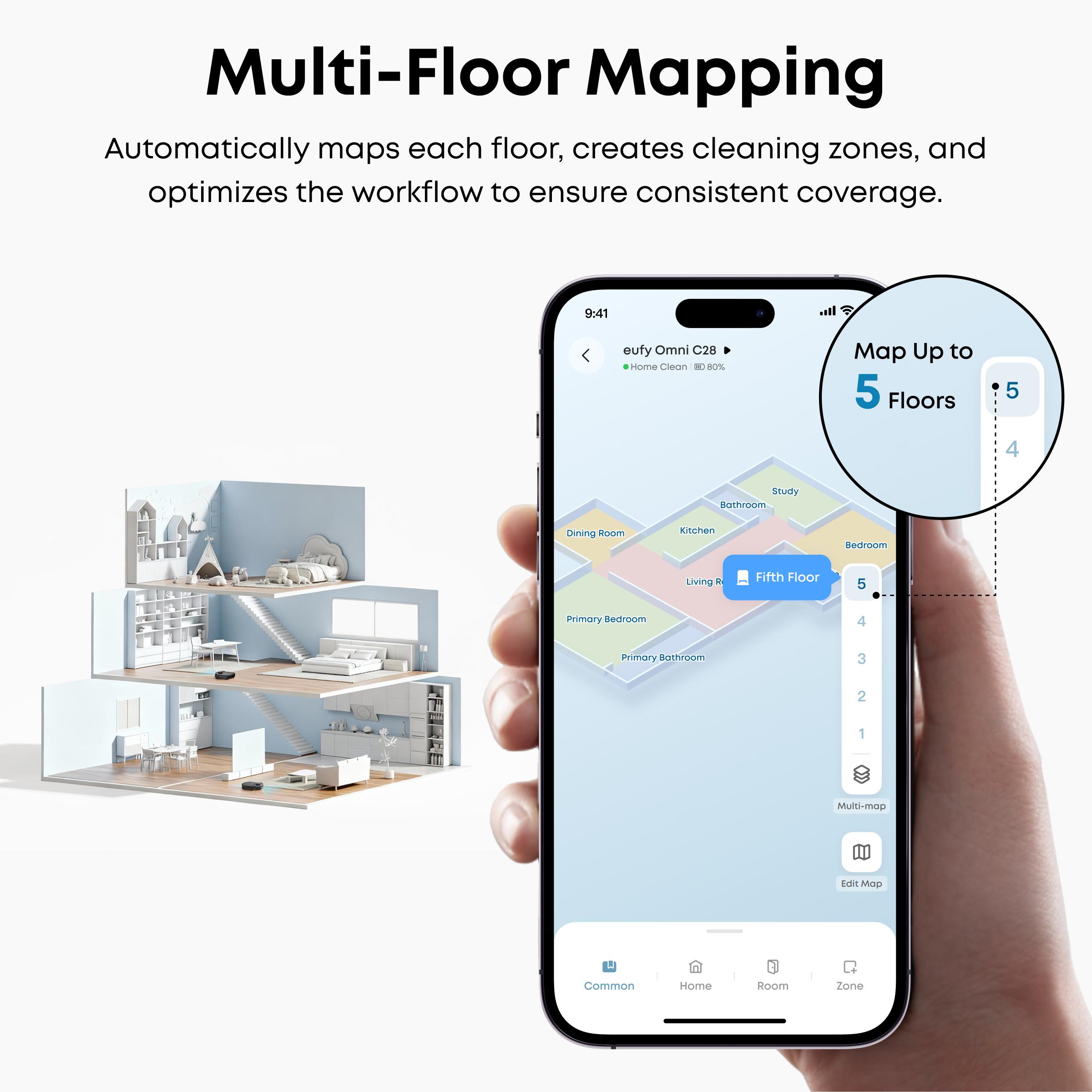 【Upgrade C20】eufy C28 Robot Vacuum and Mop Combo, HydroJet Self-Cleaning Roller Mop, DuoSpiral Detangle Brush, 15,000 Pa Turbo High Suction, 5-in-1 Robot Vacuum and AI Obstacle Avoidance