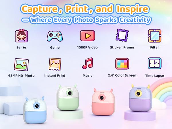Instant Print Camera for Kids, Birthday Gifts for Girls Boys, HD Digital Video Cameras for Toddler, Portable Toy for 4 5 6 7 8 9 10 Year Old Girl with 32GB SD Card-Purple Instant Print Camera for Kids, Birthday Gifts for Girls Boys, HD Digital Video Cameras for Toddler, Portable Toy for 4 5 6 7 8 9 10 Year Old Girl with 32GB SD Card-Purple