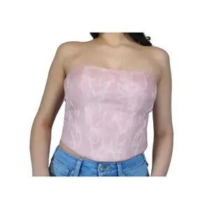 Women's Beckee PU Vegan Leather Western Corset Top - Blush/Pink