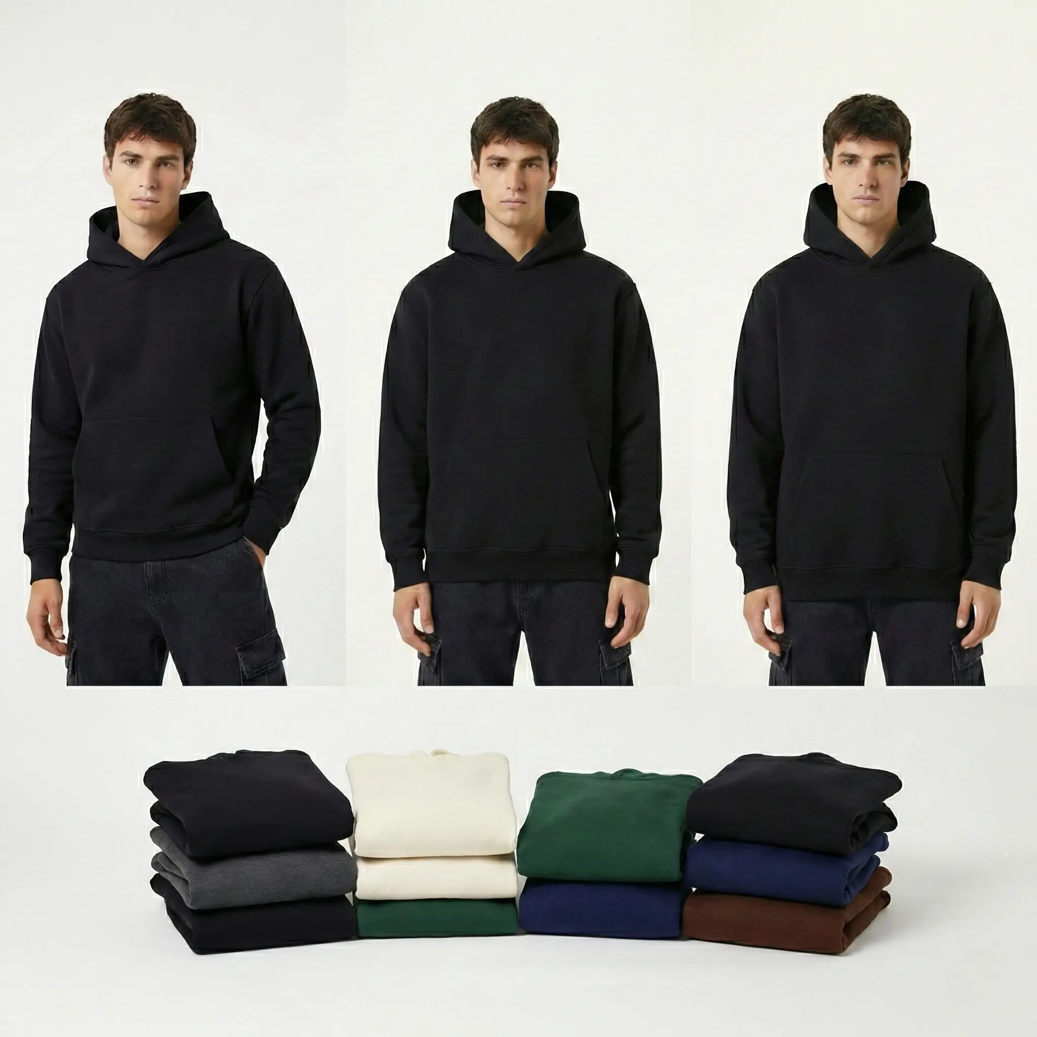 HIGH LEVEL Premium Super Heavyweight Hooded Men's Hoodies - Soft Wool Lamb Polar Fleece, Thick Cotton-Polyester Fabric, Oversized/Regular/Slim Fit, Stylish Menswear Tops (Black, Forest Green, Cream, Brown, Navy, Charcoal Grey)