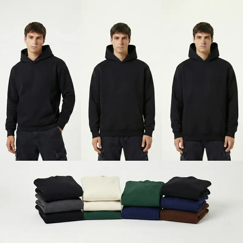 HIGH LEVEL Premium Super Heavyweight Hoodie Soft Wool Lamb Polar Fleece Oversized Regular Slim Fit Black Forest Green Cream Brown Navy Charcoal Grey Menswear Hooded Sweatshirt Cotton Polyester Thick Stylish Stylish