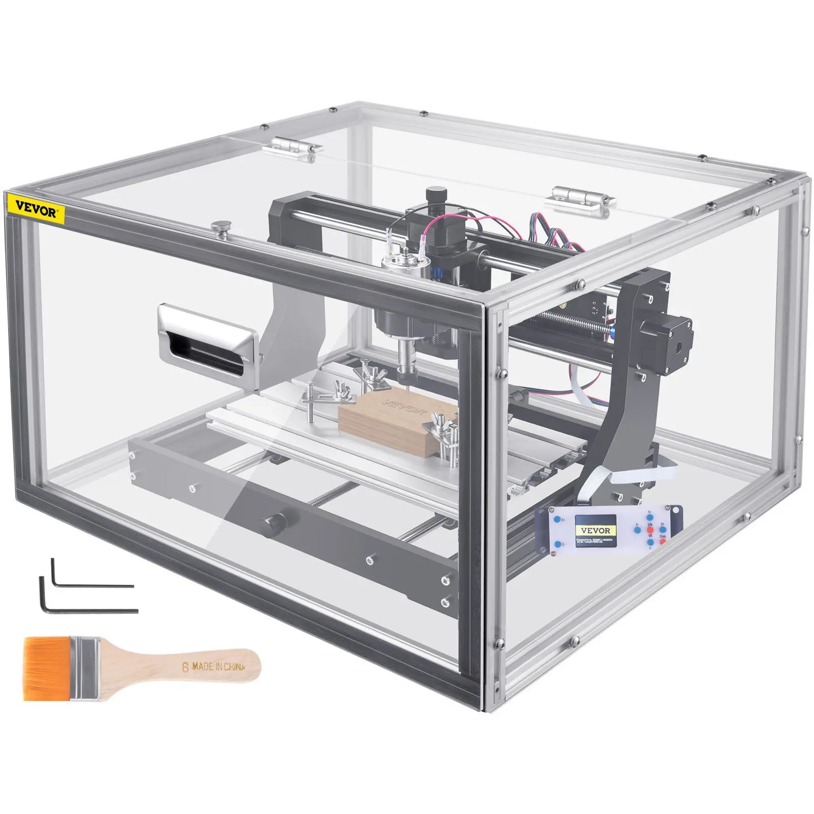 VEVOR CNC 3018 PRO Router Machine, GRBL Control 3-Axis Milling Engraver Kit with 775 DC 12-24V Motor, 10000 RPM, 11.8X7.1x1.8" Inch Size, Transparent Enclosure, Offline Controller, for Wood Acrylic Carving, 24/7 Attentive Service, 30-Day Free Returns, 11.