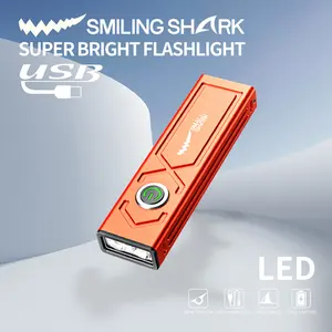 【T01】SMILING SHARK LED Magnetic Torch Light Bright 3in1 Flashlight UV Purple Light 8Mode COB Side Light With Type-c Rechargeable Outdoor Work Light Emergency	