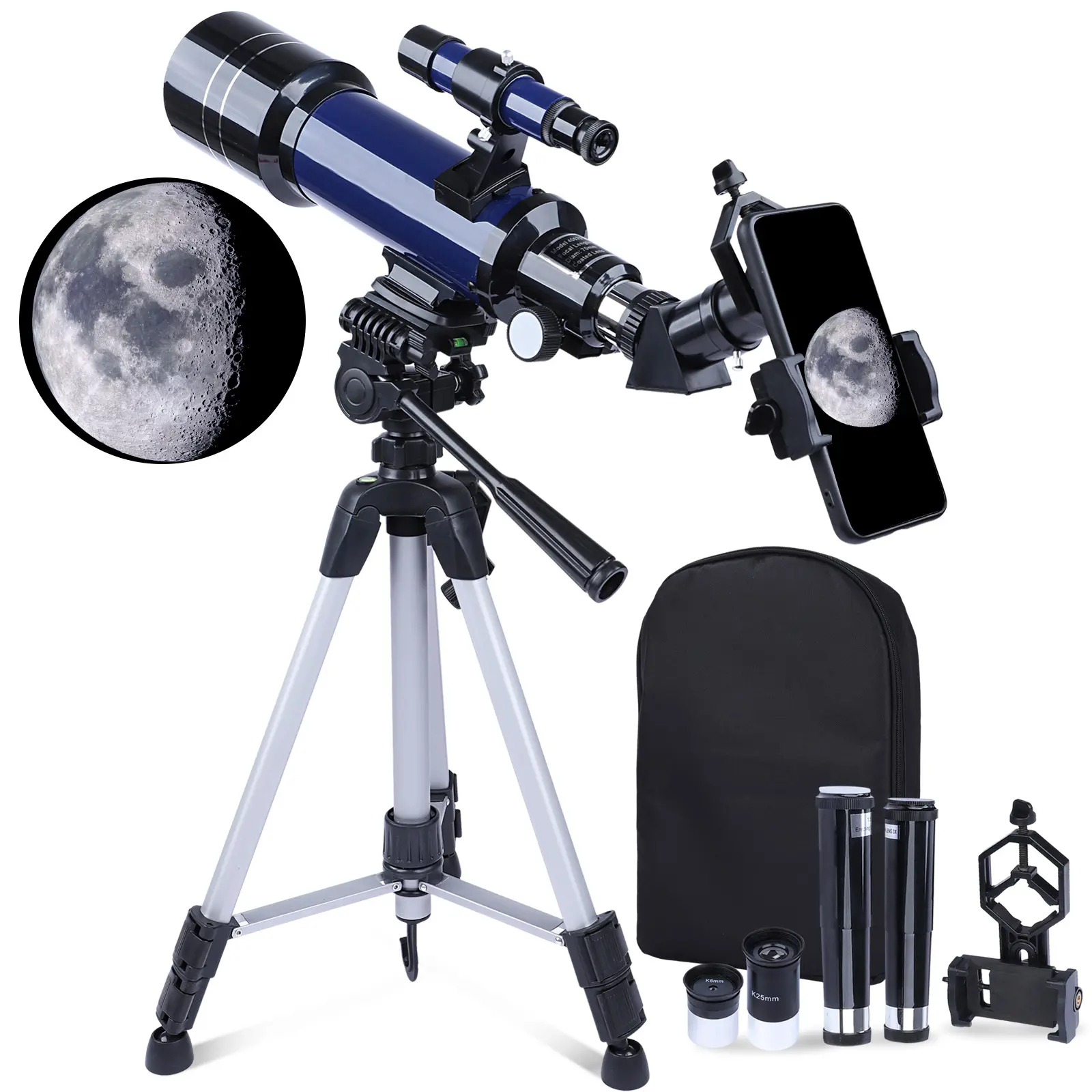 70mm Aperture 400mm Focal Length Refractor Astronomy Telescope - Stable, with Refractor Lens, Smartphone Mount, Backpack, Tripod, Digital Microscope, Visual Learning Tools, Cool Gifts for Kids, Indoor & Outdoor School Educational Supplies