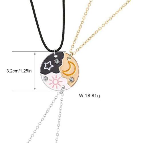 Sun, Moon, & Star Magnetic Necklace Set for 3, Sun Moon Star Cloud Magnetic Necklace Set for 4,Puzzle Design BFF Jewelry for Best Friends & Sisters Ideal Friendship Gift with Rhinestone Detail Perfect for Birthday, Anniversary, Valentine's Day