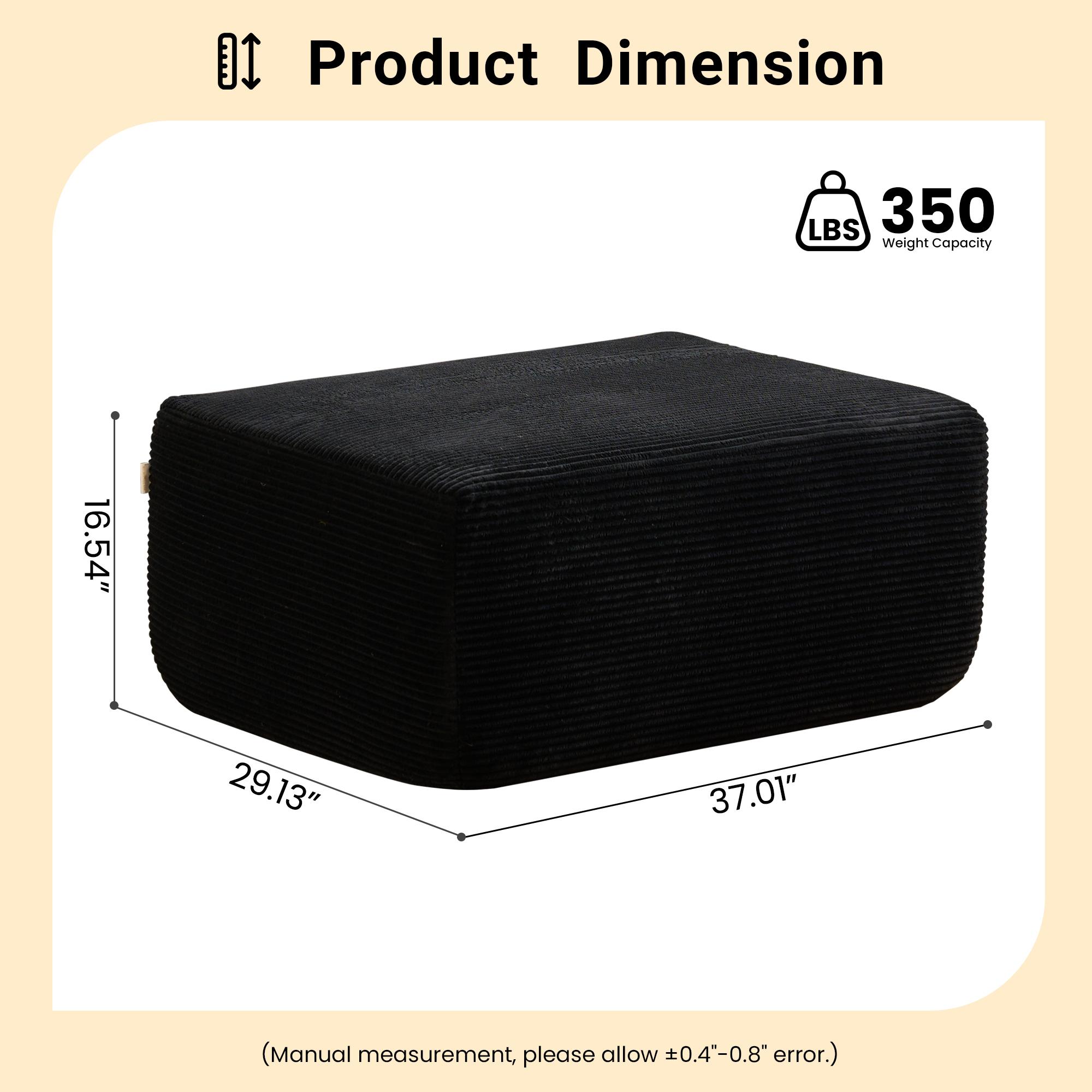 XIZZI 37" Corduroy Ottoman Seat Module for Modular Sectional Sofa, Cushioned Stool Foot Rest Stool, DIY L-Shaped & U-Shaped Plush Corduroy Sofa for Living Room