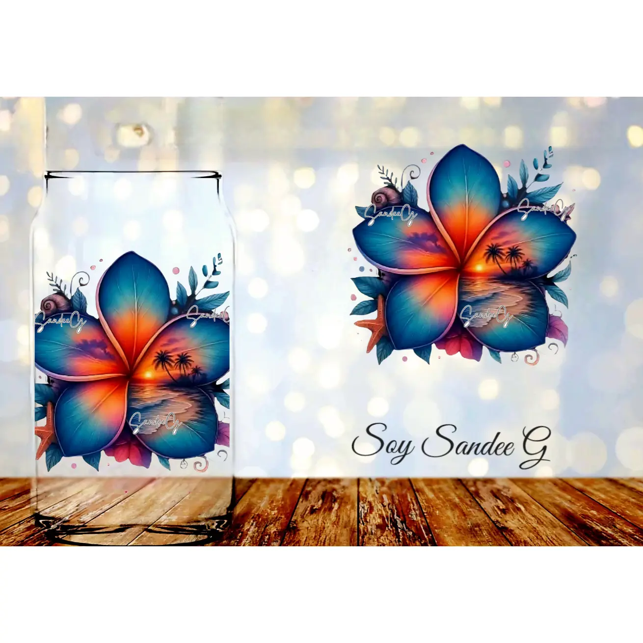 Hibiscus #3 - UVDTF Decal for cups/hard surfaces sticker