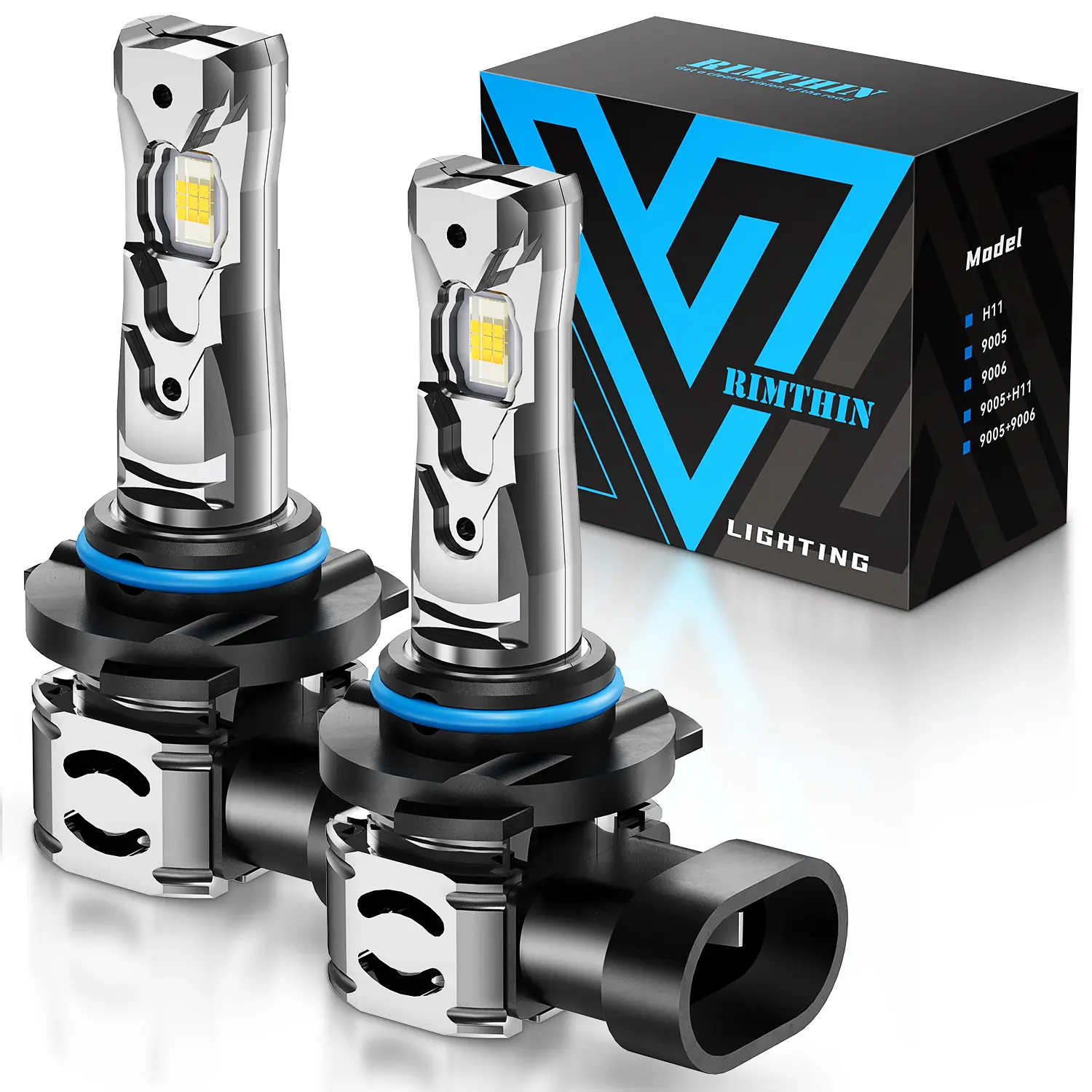 [One-year warranty included] 9005/HB3/9006/HB4/H11/H9/H8/H7/9008/H13 White LED Headlight Kit – High LM, with cooling fan, 6000K cool white light, plug-and-play, set of 2 [Please check the images to confirm your vehicle model]
