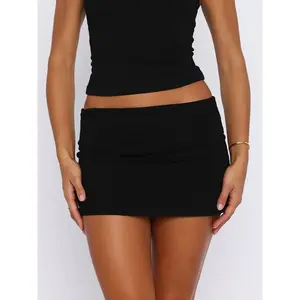 Women's Solid Color Crop Top Skirt, Fashion Casual Short Skirt for Daily Outdoor Wear, Ladies Bottoms for Summer