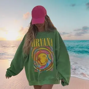 Nirvana Smile Face Sweatshirts, Preppy Sweatshirts, 90â€™s sweatshirts, Nirvana Sweatshirts, Hot Pink Nirvana Sweater, Sweatshirts
