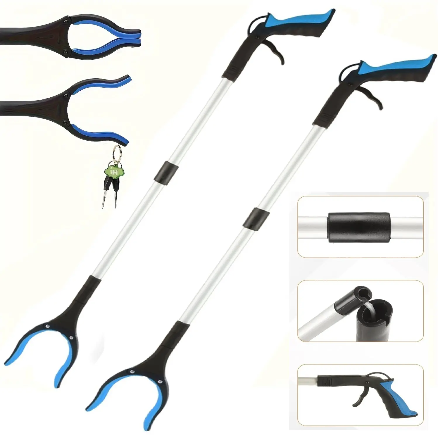 2-Pack 32" Grabber Reacher Tool- Foldable Trash Picker With 360° Rotating Jaw & Magnet, Extra Long & Heavy Duty Pick Up Stick For Seniors, Litter Picker, Mobility Aid Durable Gardening Tools Tool Kit