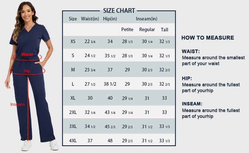 Kecols High Rise Yoga Scrub Pants Women - Straight Leg Uniform Pants with Cargo Pocket, Anti-Wrinkle & Knit Yoga Waistband 5 Pockets&4-Way Stretch