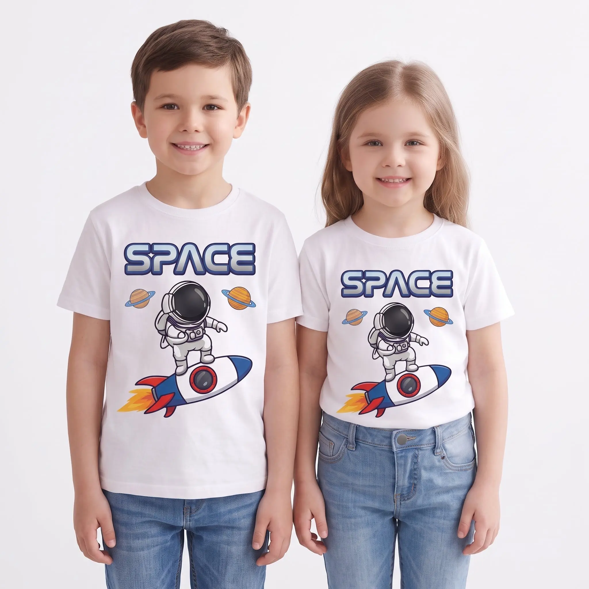 Customizable Space Print Fabric Tees & Event Prints, Party Wear for Casual Events