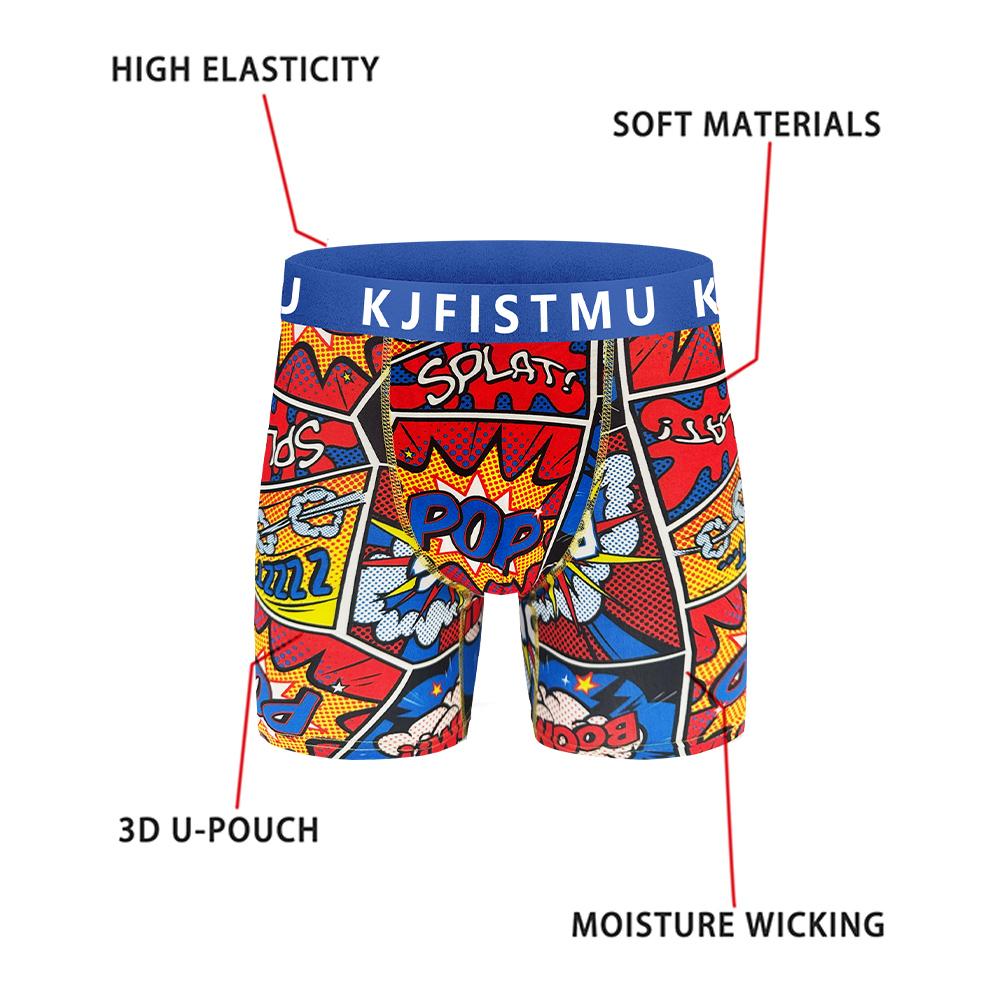 12-pack men's long boxer briefs, unique design, colorful waistband, graffiti fashion print,breathable shorts, long-lasting shape retention, silky wrap, sports lock-in, zero-pressure comfort, moves with you, men's socks - KJFISTMU Fabric Menswear Day Sweat
