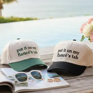 Put it on my fiancé’s tab Embroidered Trucker Hat Bachelorette Party Gift - Two-Tone Snapback - Unisex Hat -  Perfect Gift For everyone