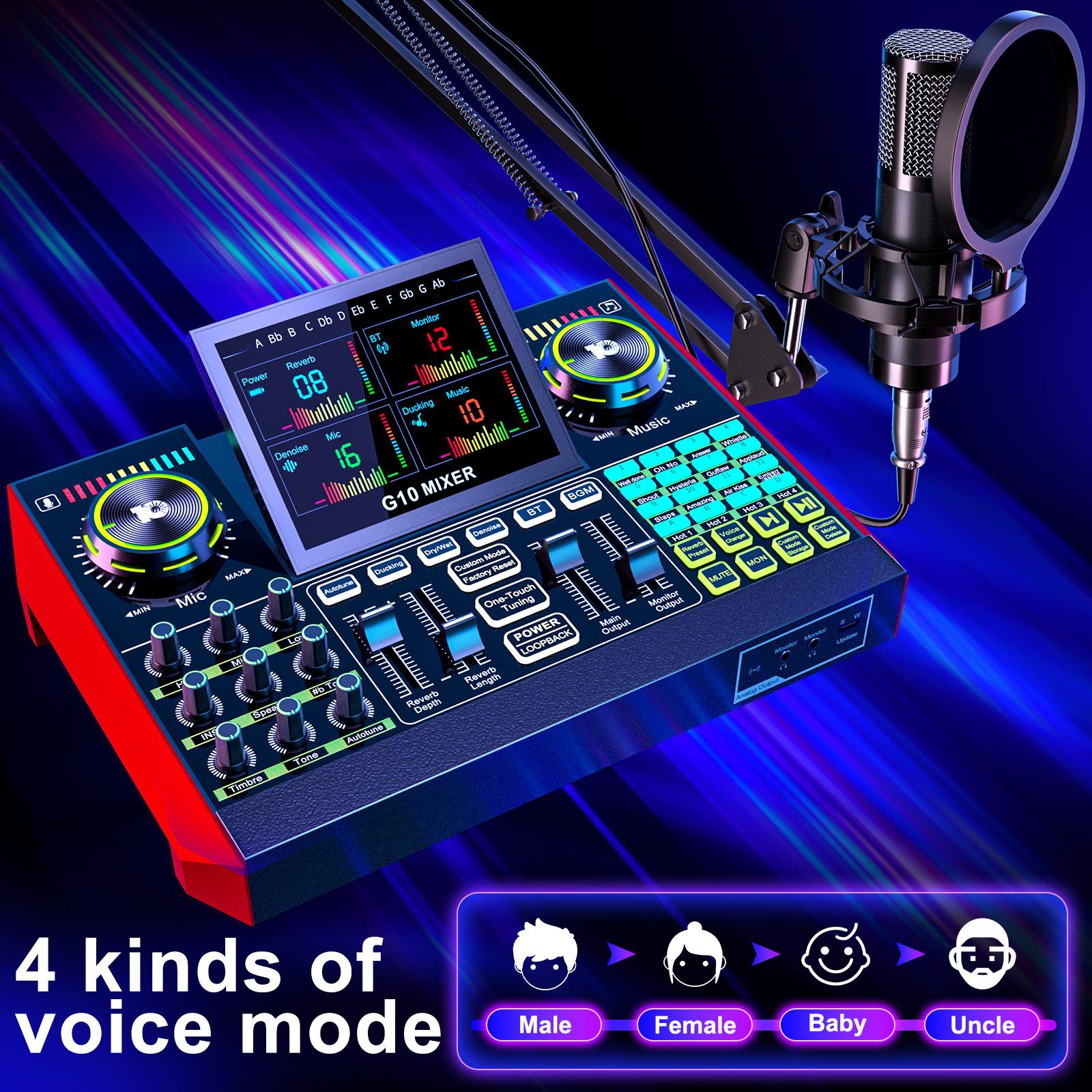 【Live】Tenlamp G10-P15 Cantilever Sound Card Kit, Upgraded Cantilever Bracket, Customizable Sound Effects, Condenser Microphone, Suitable for Live Streaming, Gaming, Vocal Podcasting, 2-Level Noise Cancellation, and Computer Audio Mixing
