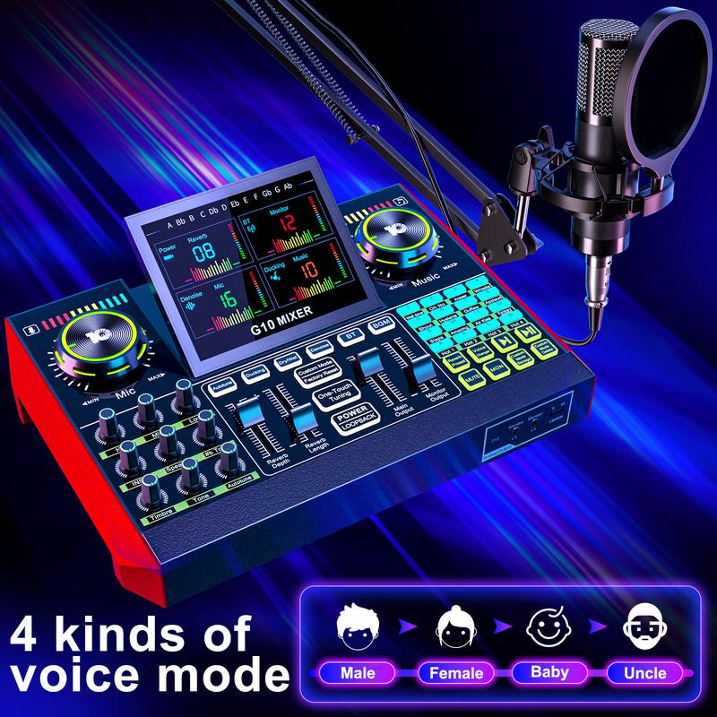 【Live】Tenlamp G10-P15 Cantilever Sound Card Kit, Upgraded Cantilever Bracket, Customizable Sound Effects, Condenser Microphone, Suitable for Live Streaming, Gaming, Vocal Podcasting, 2-Level Noise Cancellation, and Computer Audio Mixing