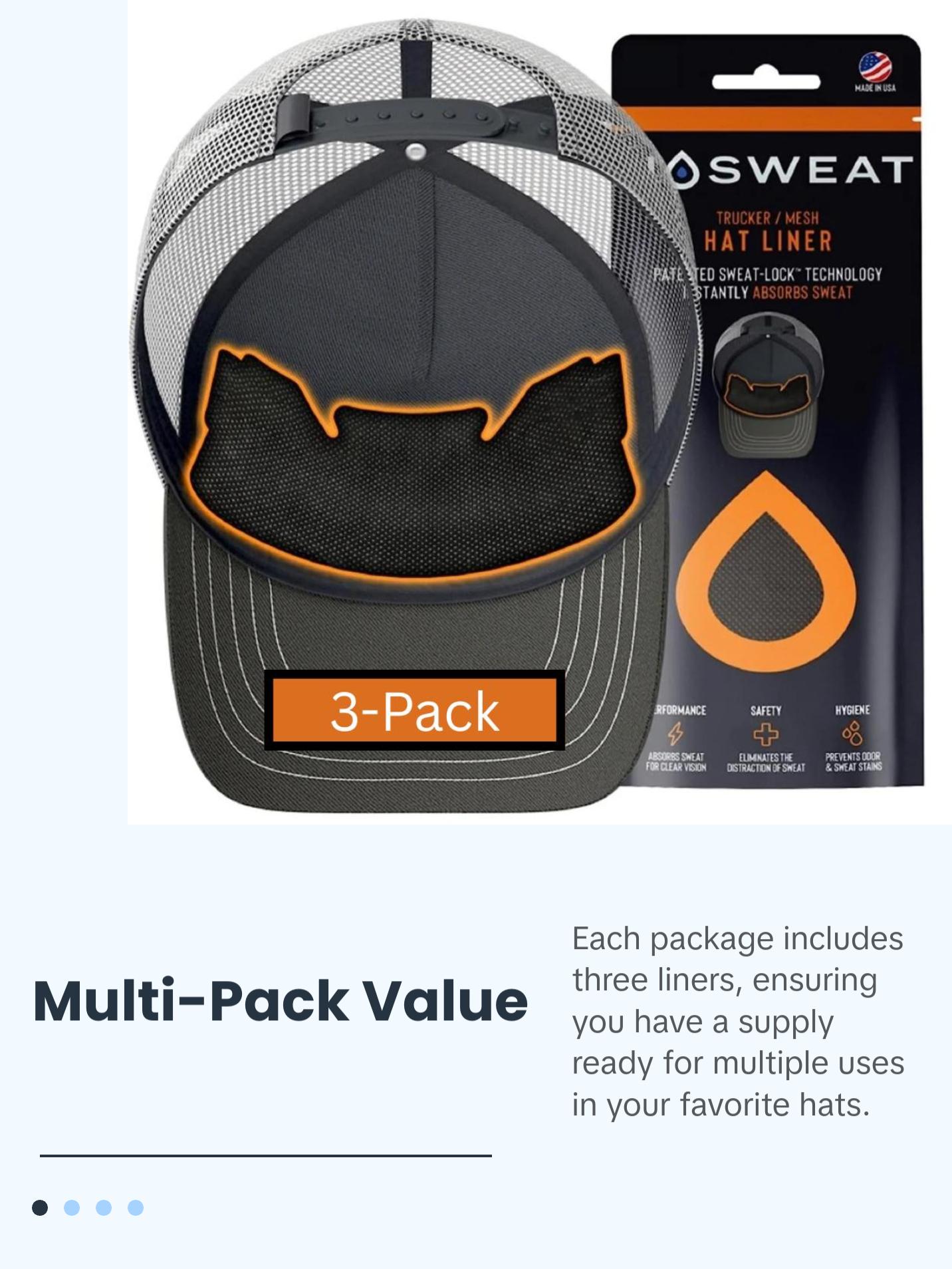 NoSweat Mesh Hat Liner 3-Pack - Patented Sweat-Lock Technology