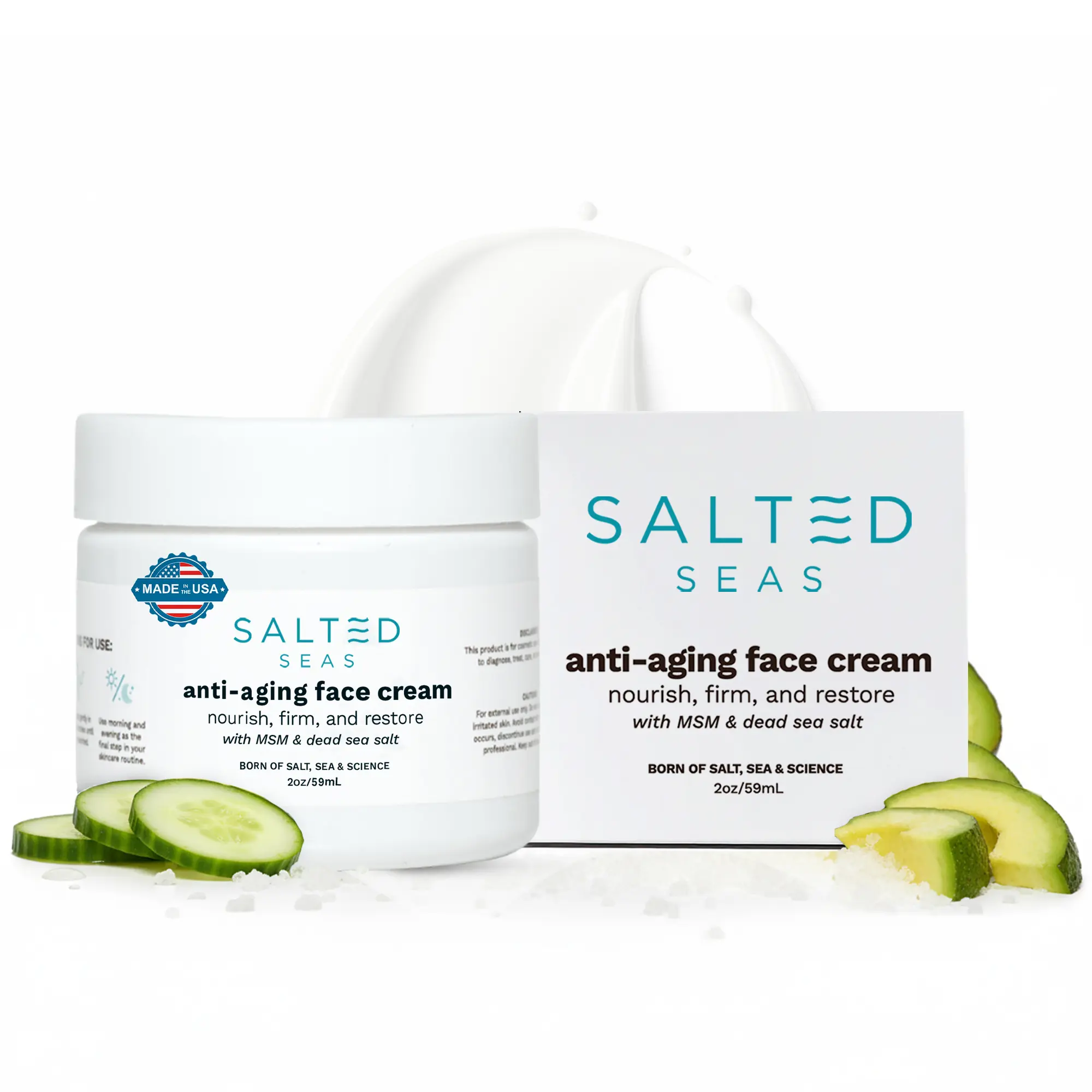 Anti-Aging Face Cream with MSM, Hyaluronic Acid, Dead Sea Salt + Minerals | Nourishing, Firming, and Restoring Moisturizer for Reducing Wrinkles and Skin Barrier Support