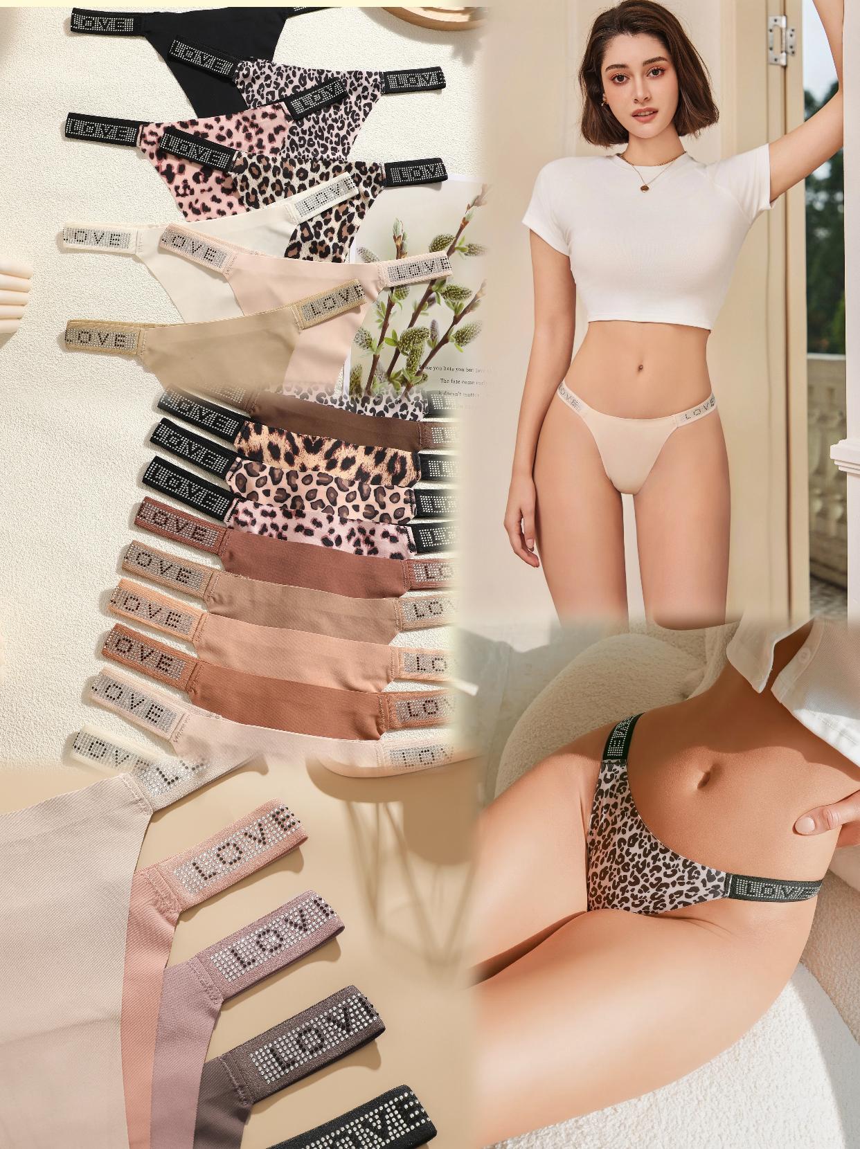 FINETOO 15PCS Leopard & Polka Dot Thongs for Women Comfort Low Waist S-XL Comfortable Fit Soft and Snug Trendy Fashion Cute Print Panties Womenswear