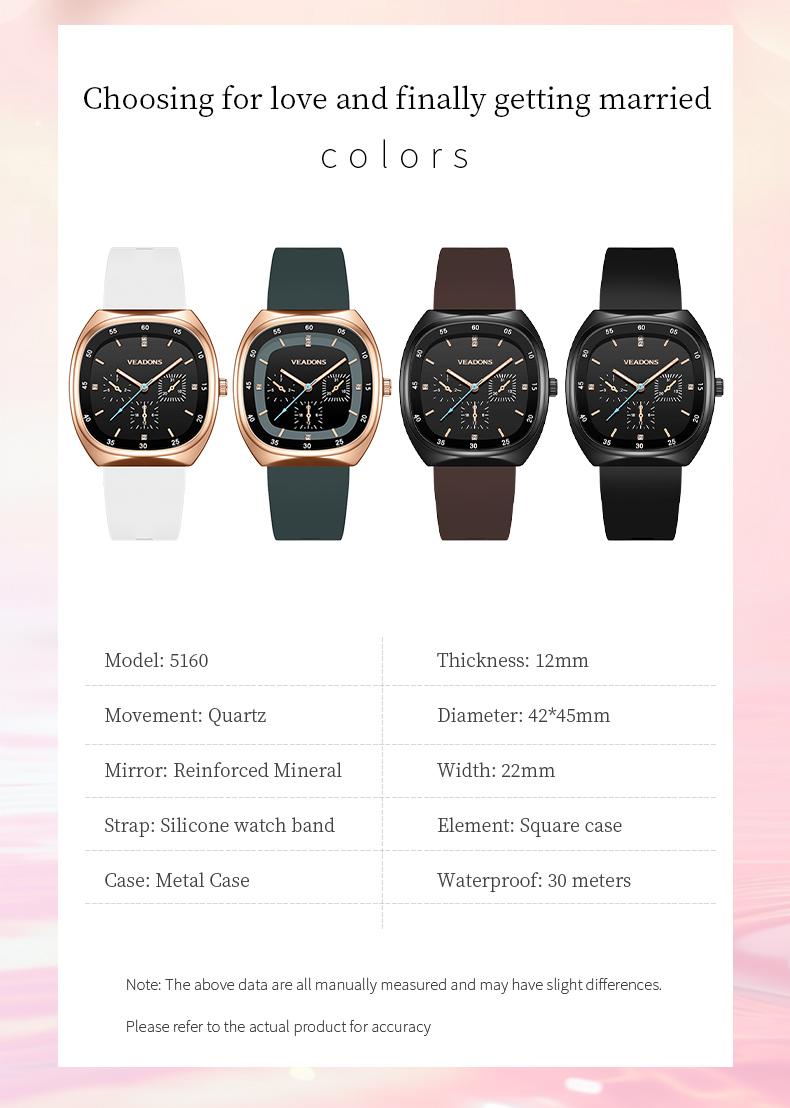 Fashion Watch TikTokShopStockUp  Valentine’s Day Gift Casual Stylish Open Dial Watch  Silicone Strap, Waterproof & Luminous, Perfect for All Occasions