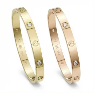14K Gold-Plated Threaded Synthetic Moissanite Bracelet - Layered Minimalist Luxury Valentine's Gift, Comes with Gift Box for Your Beloved