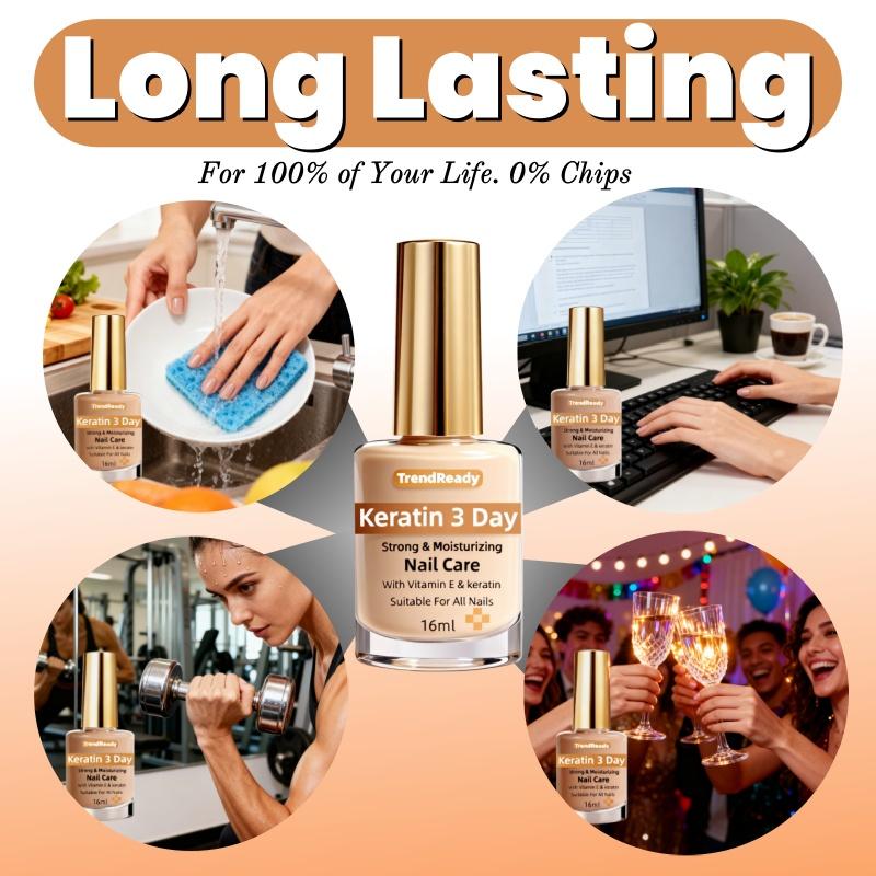 2PCS Nail Strengthener for Weak, Splitting, Breaking Nails - Fast Dry Keratin & Natural Protein Hardener, 4-in-1 Nail Polish Care Oil, Alcohol-Free Formula for Instant & 3-Day Nail, Manicure for Hands & Fingers