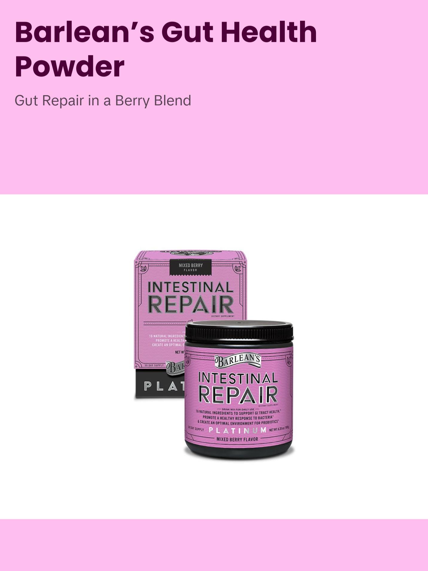 Barlean’s Intestinal Repair Gut Health Powder with 16 Digestive Supplements Healthcare Dietary