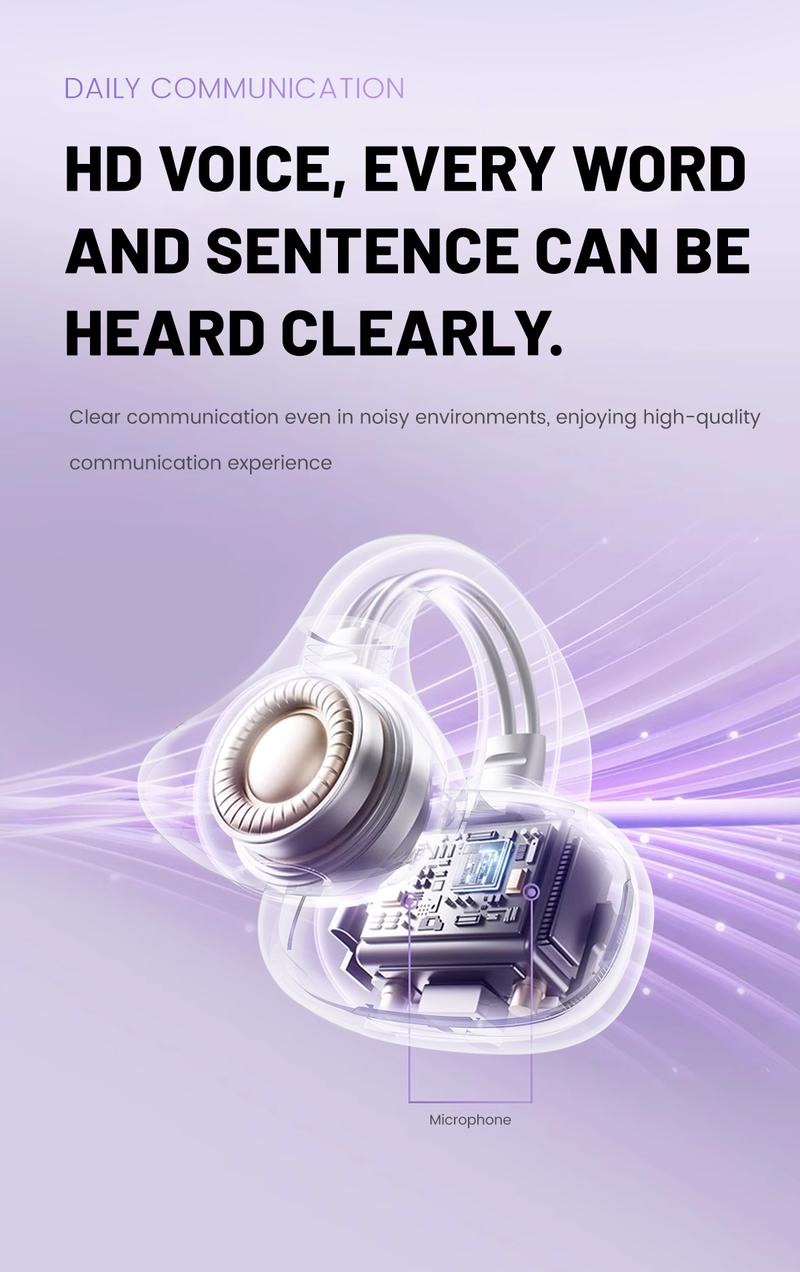 Open-Ear Ultra-Comfort Wireless Headphones Bluetooth 6.0 Earbuds IPX5 Waterproof HiFi Music Earphones with Microphone for Small Ears Sports Running Exercise Perfect for sports and running slim hook