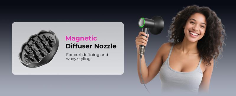 SHRATE Ultra-Fast Hair Dryer with 500 Million Negative Ions Magnetic Diffuser 1400W Power 160000 RPM Low Noise 5X Faster Drying Portable Lightweight Ergonomic Design | High Speed Fast Drying, Frizz Control & Smoothing