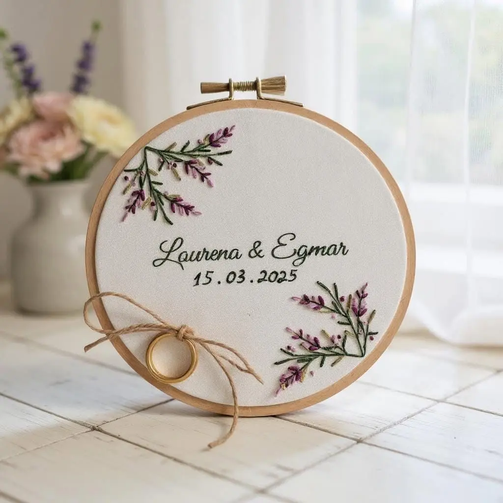 Hand-Embroidered Wedding Picture – Handmade Wall Art & Meaningful Wedding Gift