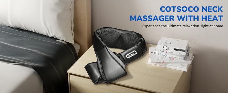 Cotsoco Shiatsu Neck Massager with Heat, Back Shoulder Massager Deep Kneading, Comfort Electric Massager for Home Office Car Use, Gift for Women & Men, Valentine's Day gifts