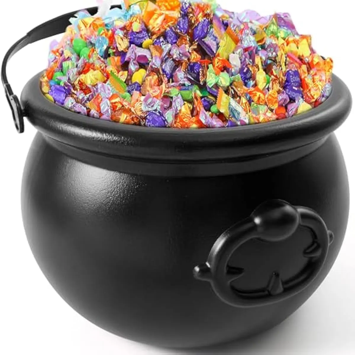 Halloween Large Black Cauldron 7.5'', Halloween Witch Cauldron Pot, Candy Kettle, Pot and Bucket, Candy Cauldrons Holder for St. Patricks Party Favor Supply Witch Decoration, Kids Trick or Treat