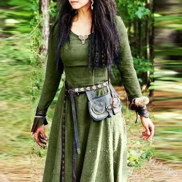 Lady's Retro Vintage Medieval Renaissance Tunic Dress - DIY Cosplay Costume for Halloween, Women's Specialty DIY Supplies