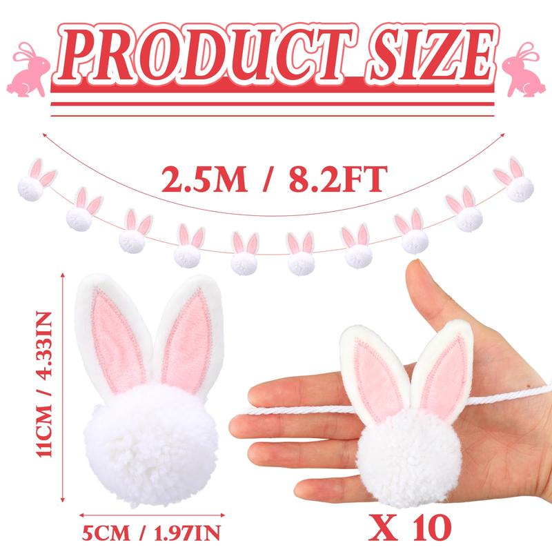 Easter Bunny Garland Wood Beads Banner Rustic Rabbits Hanging Garland with Beads, Bunny Eggs with Bow Door Wreath Garland for Mantle Fireplace Shelf Wall Doorway Display, Spring Home Decor, Easter Decor 2026 Easy Hang Indoor Outdoor Party Supplies & Gifts