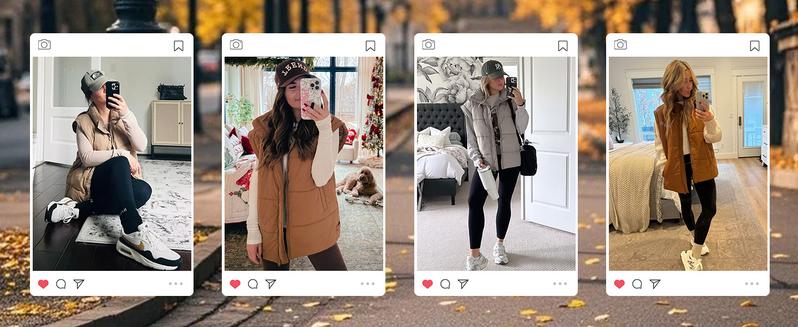 YeeZaa Women Winter Oversized Puffer Vest 2025 TikTokShopHolidayHaul Christmas Lightweight Stand Collar Flysleeve Insulated Padded Puffy Jackets Coat with Pockets Womenswear Tops zip  up