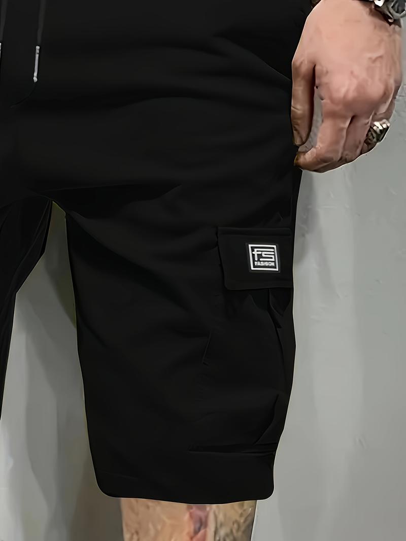 3-Piece Men's Shorts Set - Brown Black & Green - Slanted Pockets - Versatile Casual Wear - 3-Piece Bottoms for Everyday Use Menswear Overalls shorts men