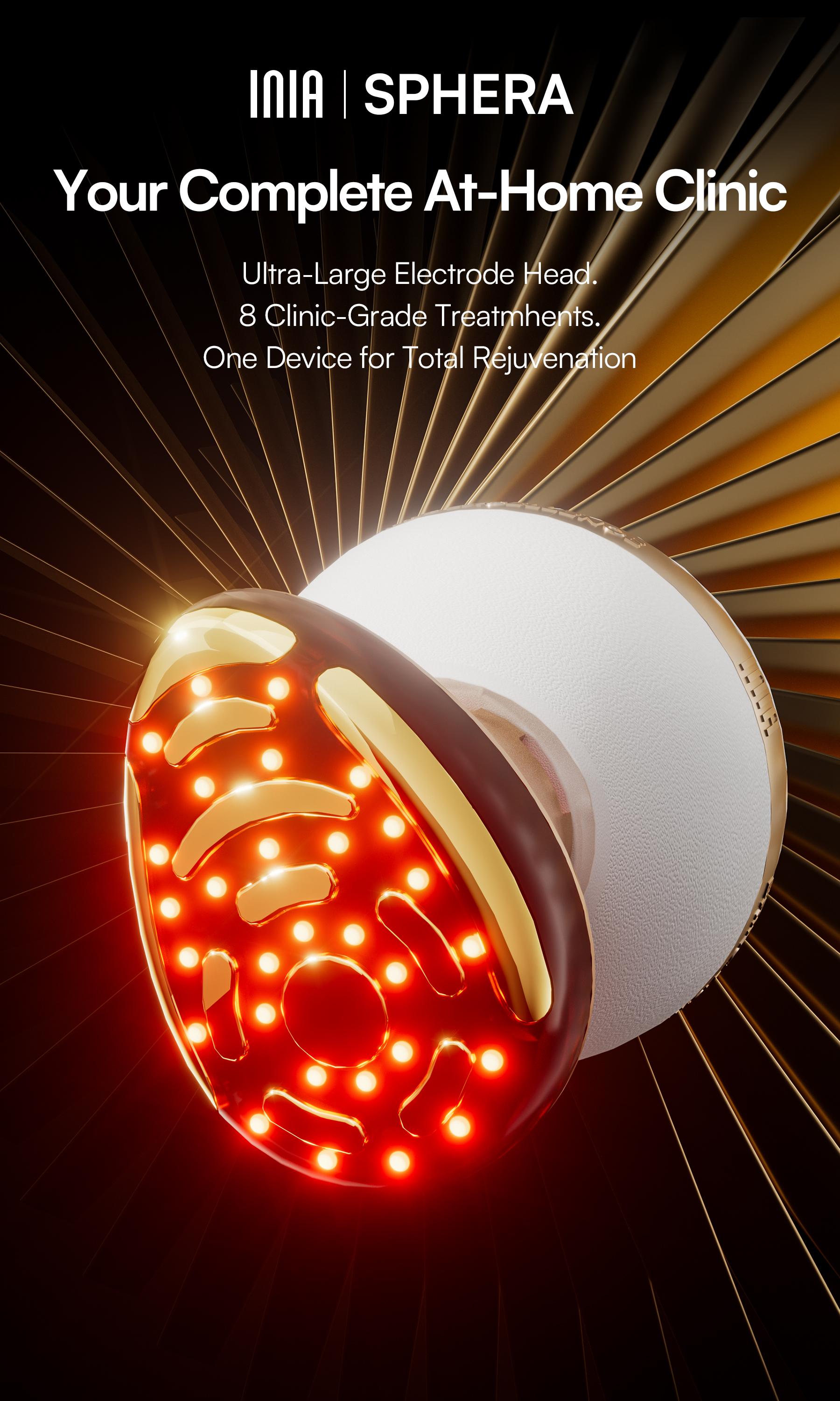 INIA SPHERA At-Home RF & LED Anti-Aging Facial Device – Lift, Tighten & Sculpt with EMS Microcurrent, Red Light Therapy, Electroporation & Cryo Cooling for Firm, Glowing Skin, Best Valentine's Day Gift for Her