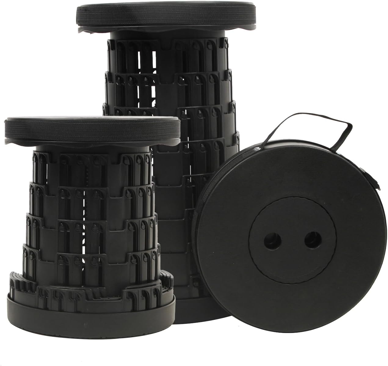 Retractable Folding Stool Upgraded,Portable Lightweight Collapsible Stool Telescoping Chair Seat  Campchair Adjustable Height with Load 400 lbs for Adult Camping Travel Fishing Outdoor Durable Sturdy & Further Reinforced