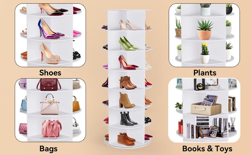 360° Rotating 6/7-Tiers Organizer Shoe Rack, Fits 24-28 Pairs of Shoes, Spinning and Revolving Round Shoe Rack, for Entryway Living Room Hallway Footwear Organization 360° Rotating 6/7-Tiers Organizer Shoe Rack, Fits 24-28 Pairs of Shoes, Spinning and Revolving Round Shoe Rack, for Entryway Living Room Hallway Footwear Organization