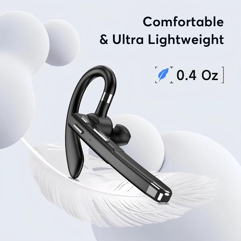 Bluetooth Trucker Headset Single-Ear, Wireless Bluetooth 5.3 Earpiece with Charging Case, Noise Cancelling Built-in Microphone Hands-Free Headphones for Trucker Business Office Driver