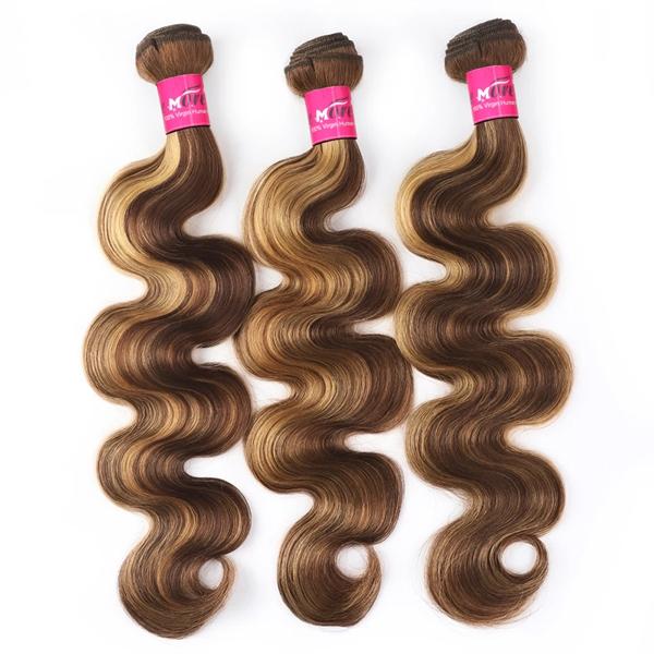 P4/27 Honey Blonde Highlight Body Wave Bundles FB 30 Brown Colored Body Wave Human Hair Weave Bundles Quick Weave Extensions 28 30 Inch #TikTokShopBlackFriday