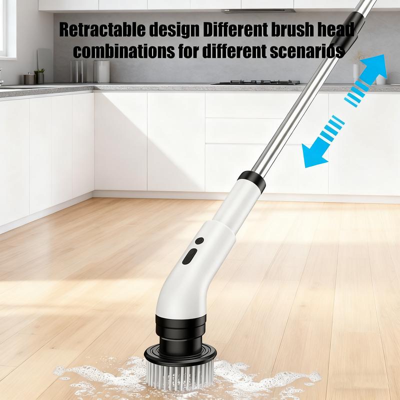 Electric Spin Scrubber, Cordless Shower Scrubber with IPX7 Waterproof, Electric Cleaning Brush, Multi-Surface Use Bathroom Cleaner and Shower Brush, Long Battery Life, Adjustable Speed & Extendable Handle, Deep Cleaning Tool for Tiles, Tub & Floor